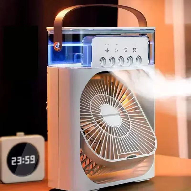 Portable Fan Air Conditioners USB Electric Fan Air Cooler LED Night Light Water Mist Fun 3 in 1 Air Humidifier for Home